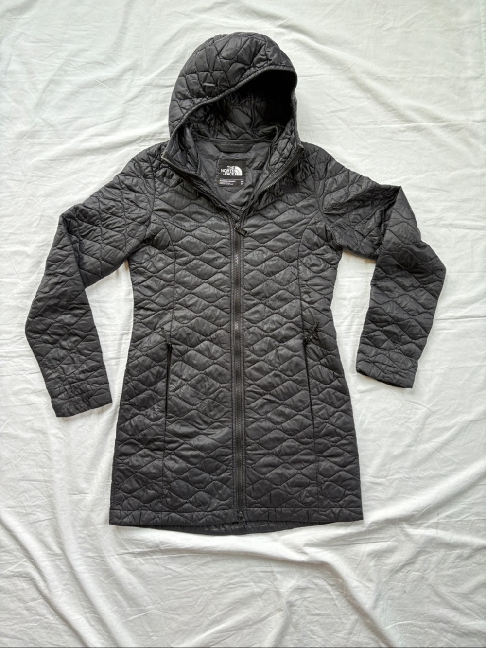 The North Face Thermoball Women's XS Black Quilted Hooded Longline Puffer